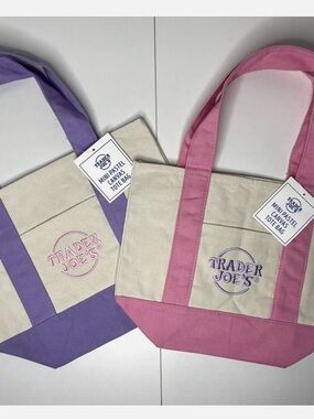 Trader Joe Canvas tote bags x 2 new mini